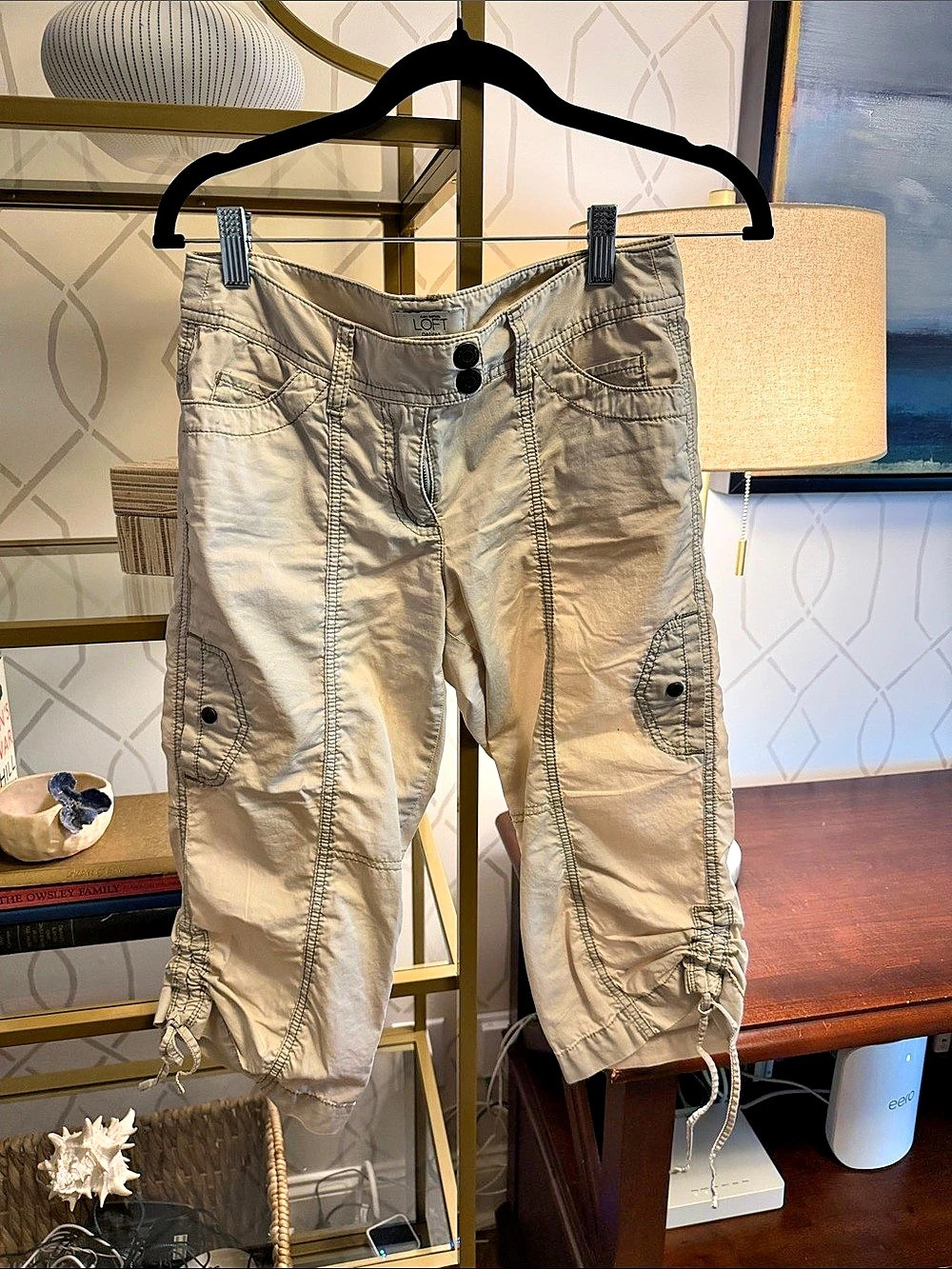 LOFT Women's Cargo Capri Pants in Beige